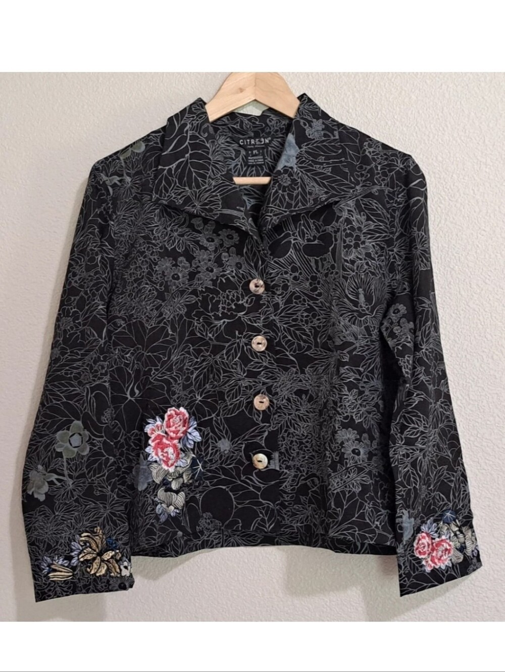 Citron Santa Monica L/S Button Up Shirt Jacket Embroidered